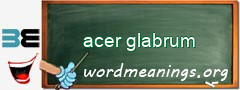WordMeaning blackboard for acer glabrum